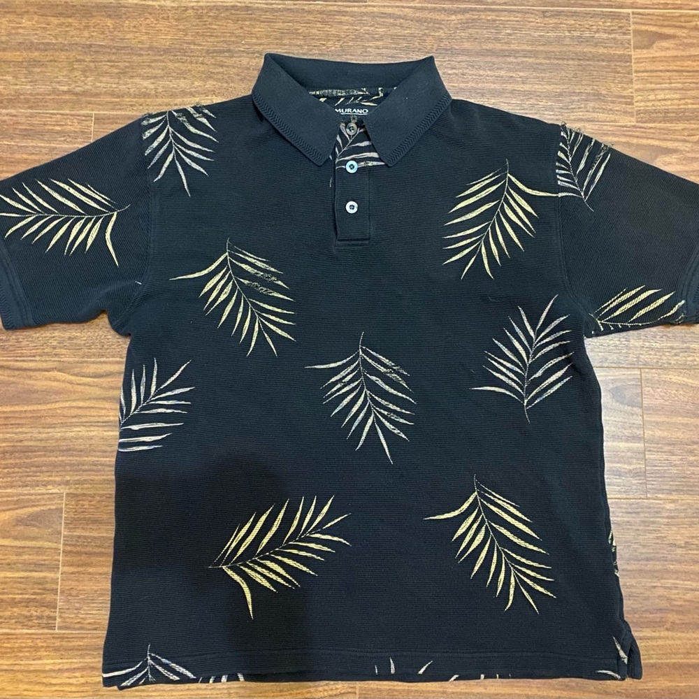 Murano Black Polo with Gold Leaf Print